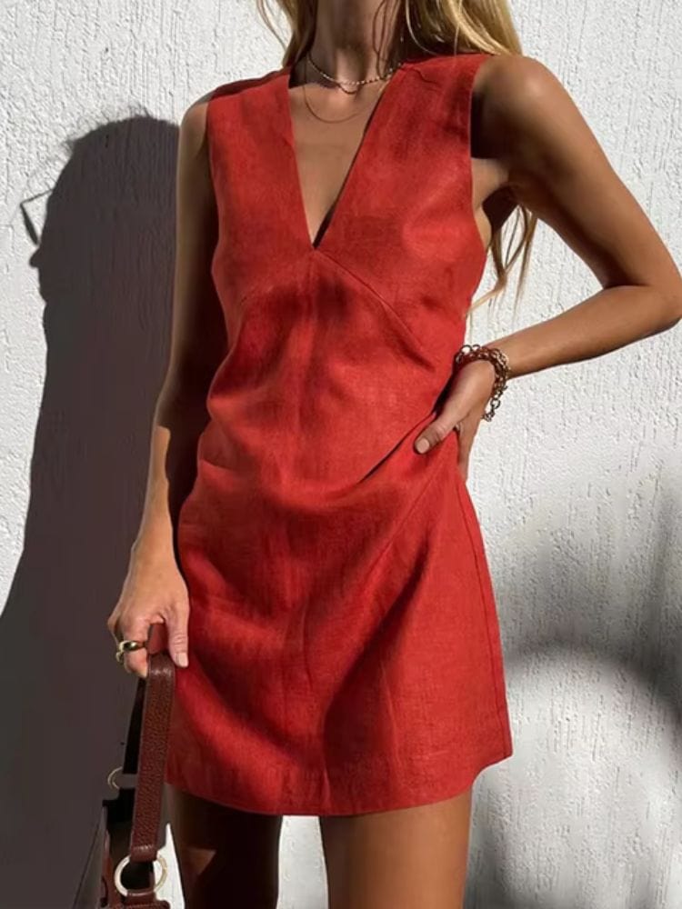 Robe en lin trapèze femme