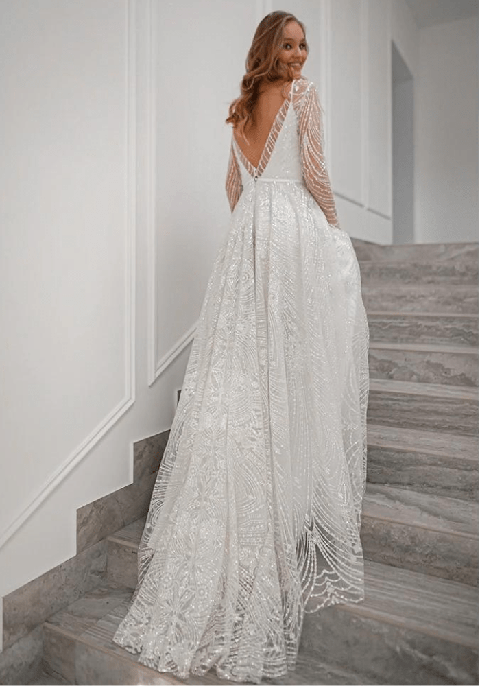 Robe longue trapèze fluide mariage