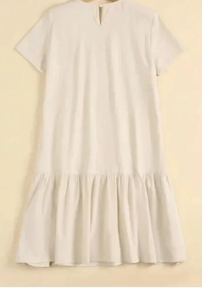 Robe trapèze beige courte femme