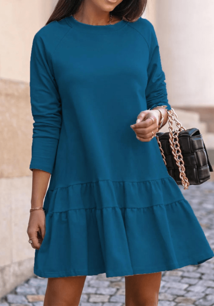 Robe trapèze bleue acier femme
