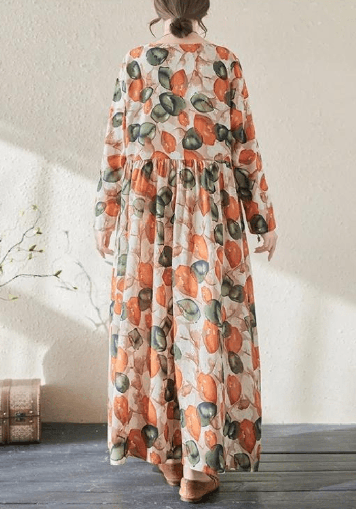 Robe trapèze coton imprimé fruits