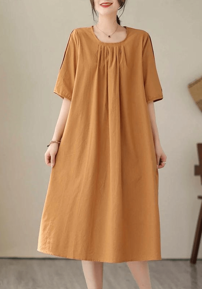 Robe trapèze grande taille camel