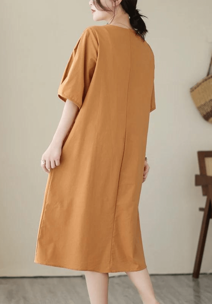 Robe trapèze grande taille camel