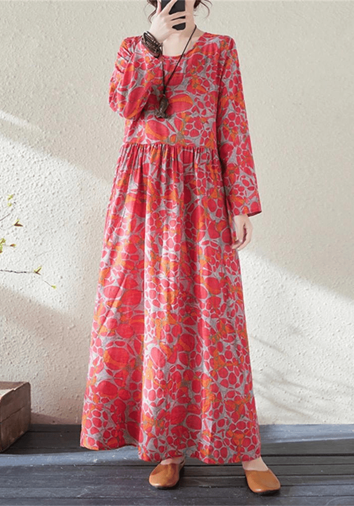 Robe trapèze longue rouge
