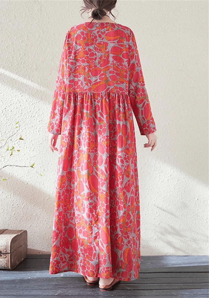 Robe trapèze longue rouge