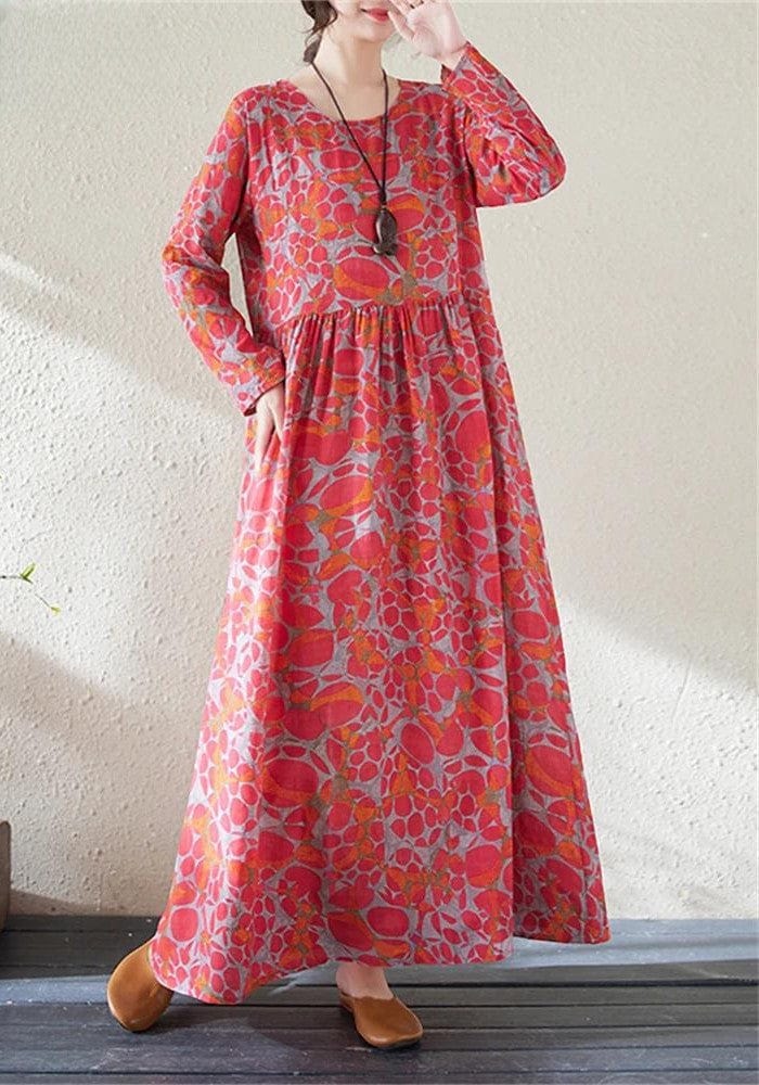 Robe trapèze longue rouge