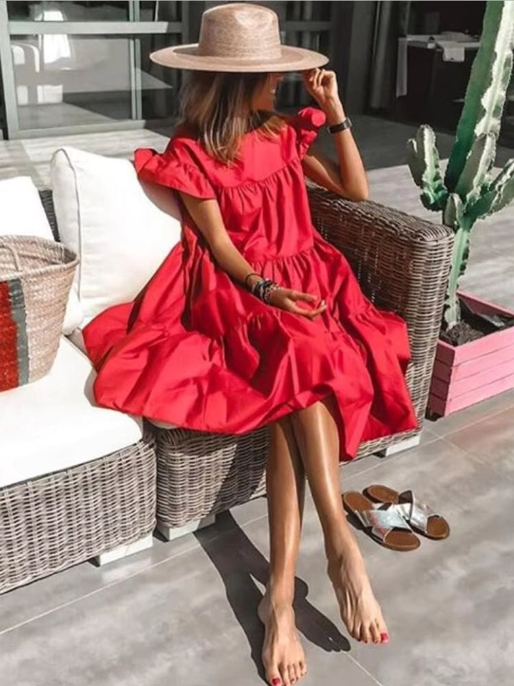 Robe trapèze manche bouffante