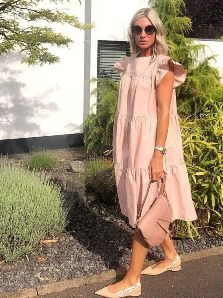 Robe trapèze manche bouffante