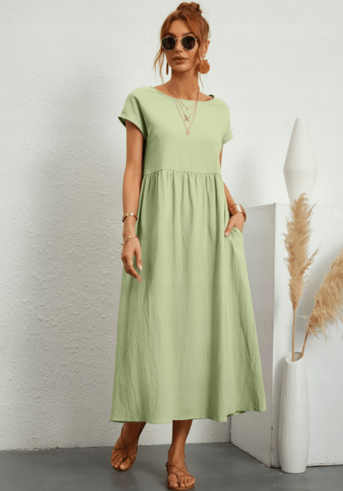 Robe trapèze manche courte vert pastel