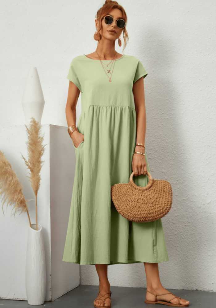 Robe trapèze manche courte vert pastel