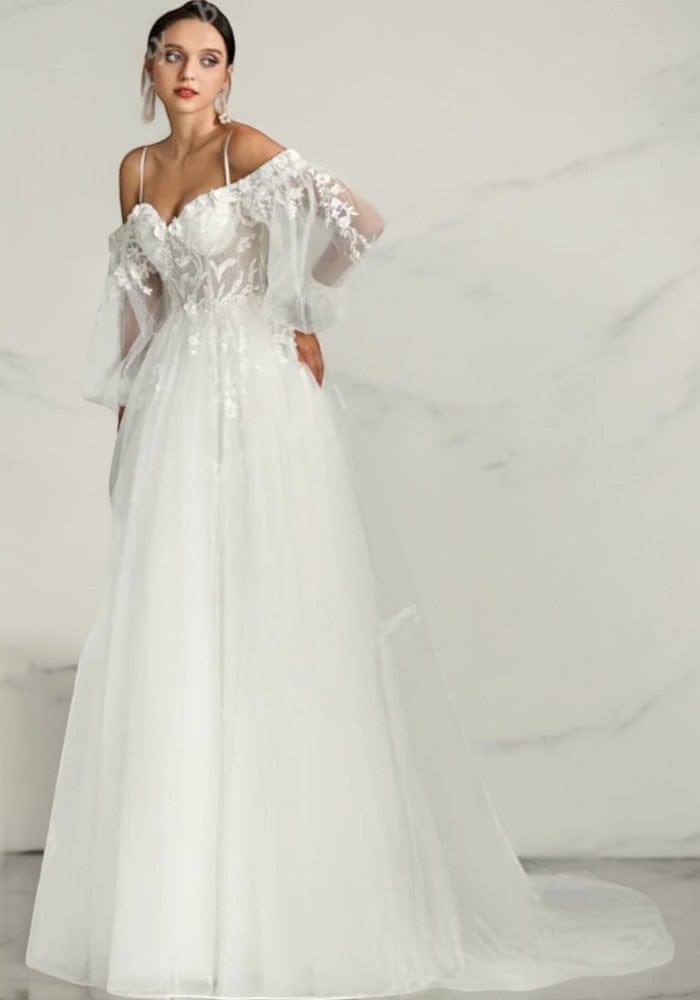 Robe trapèze mariage brodés florale