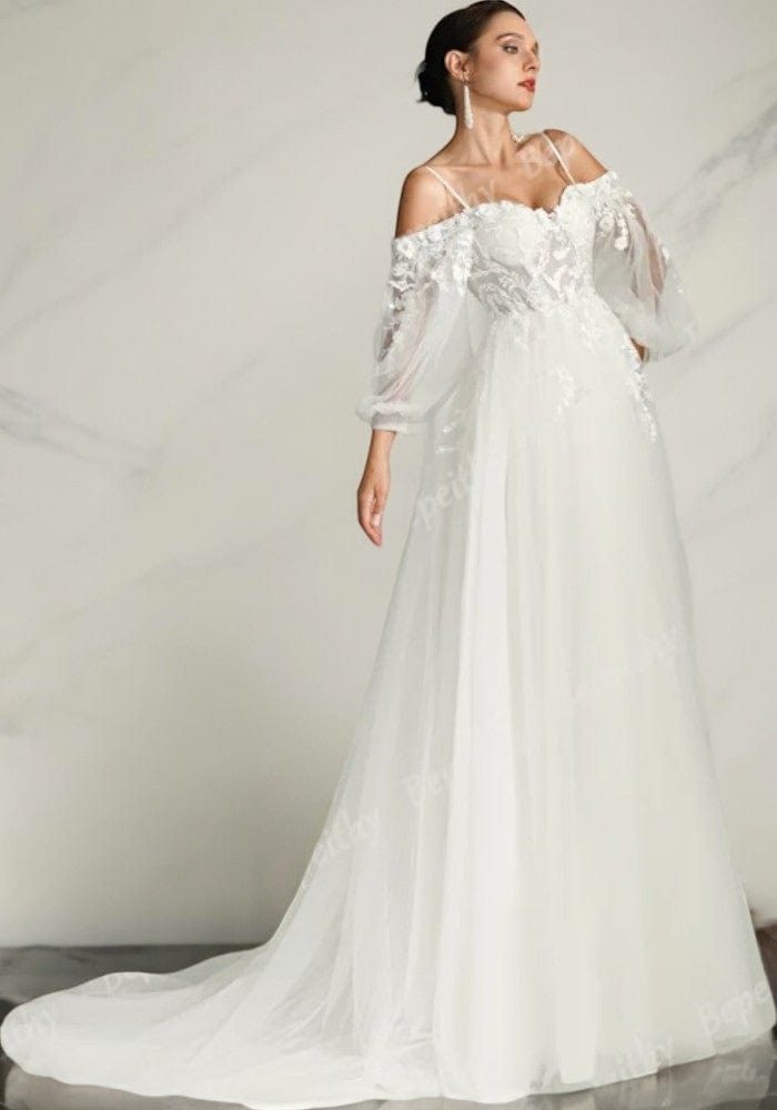Robe trapèze mariage brodés florale