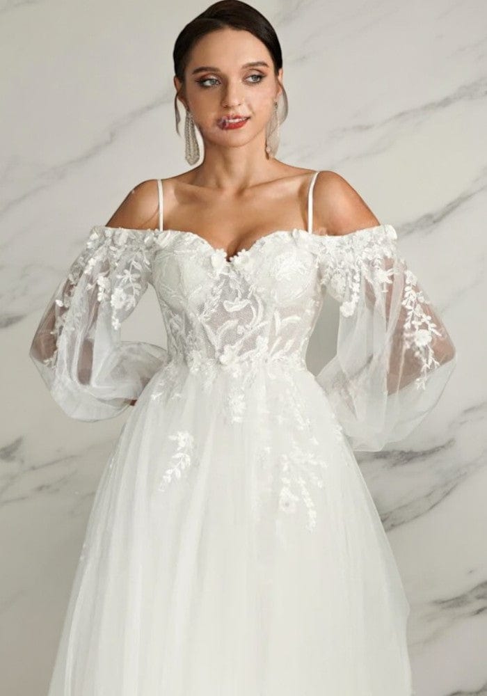 Robe trapèze mariage brodés florale