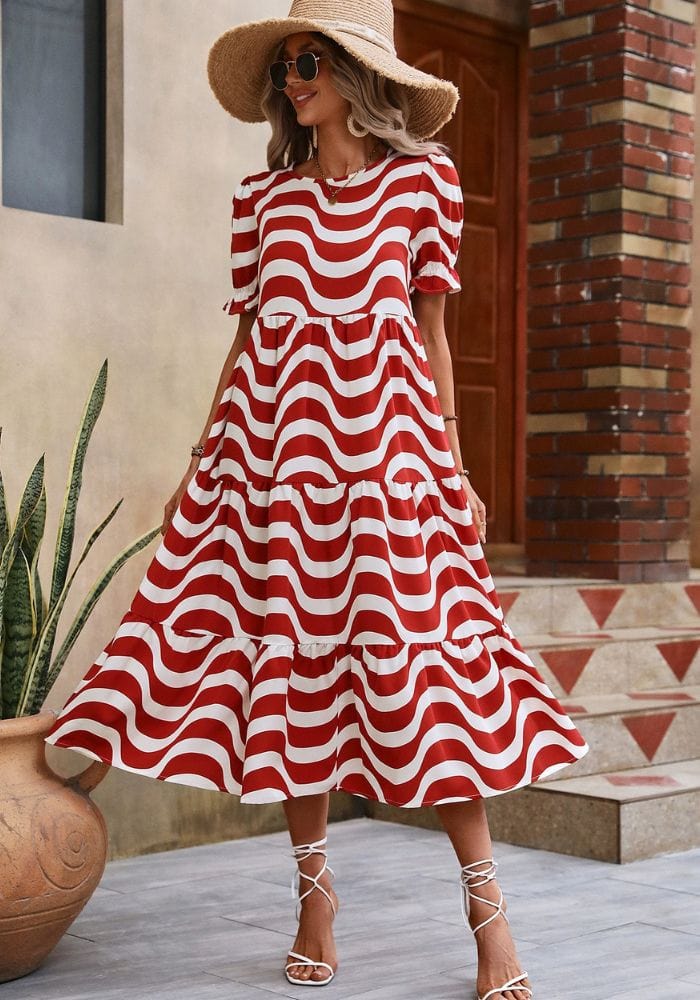 Robe trapèze mi-longue vintage