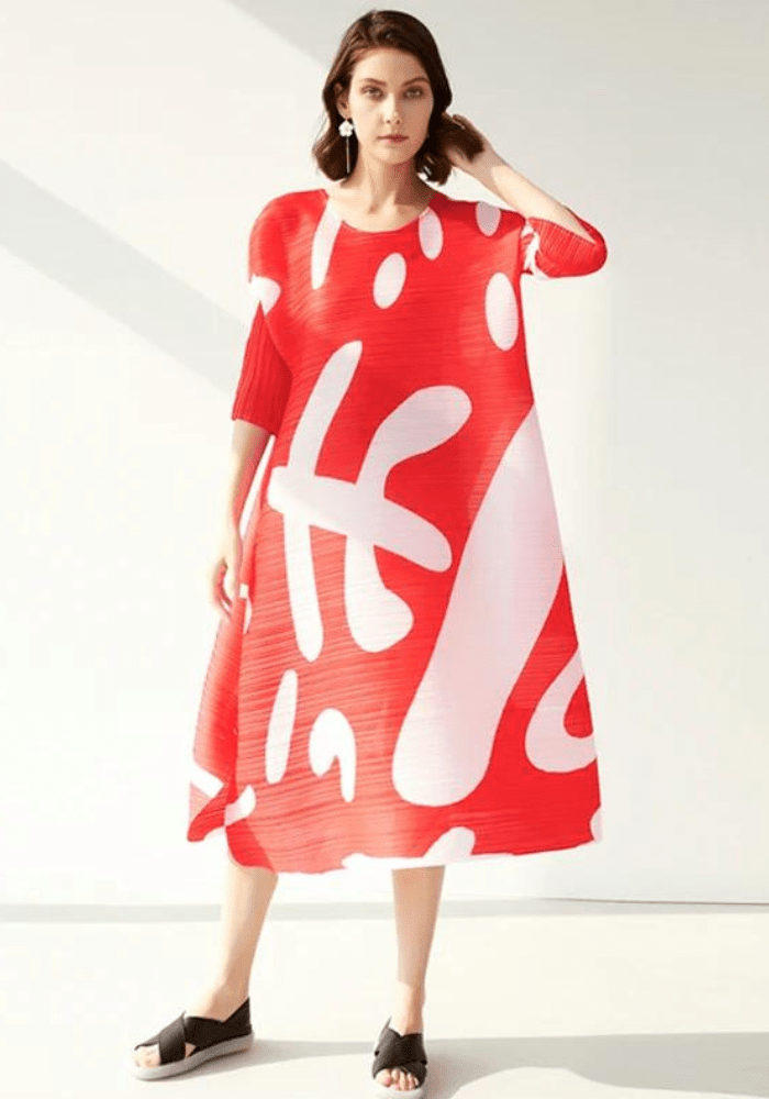 Robe trapèze rouge années 60
