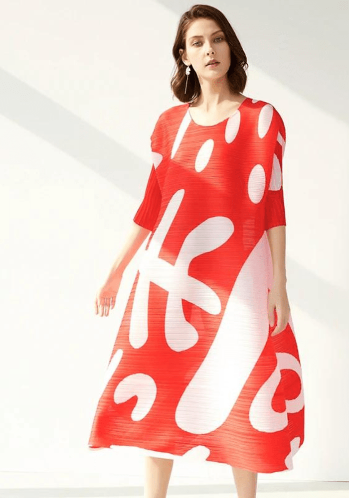 Robe trapèze rouge années 60