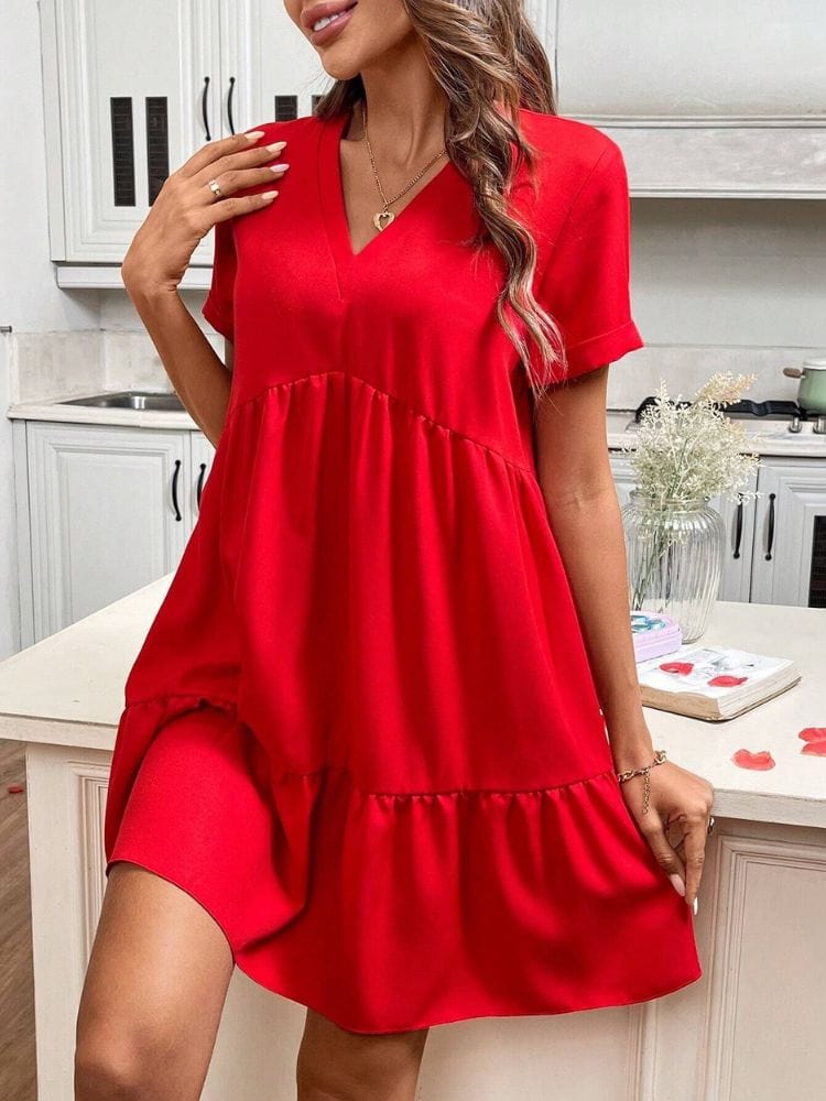 Robe trapèze rouge femme