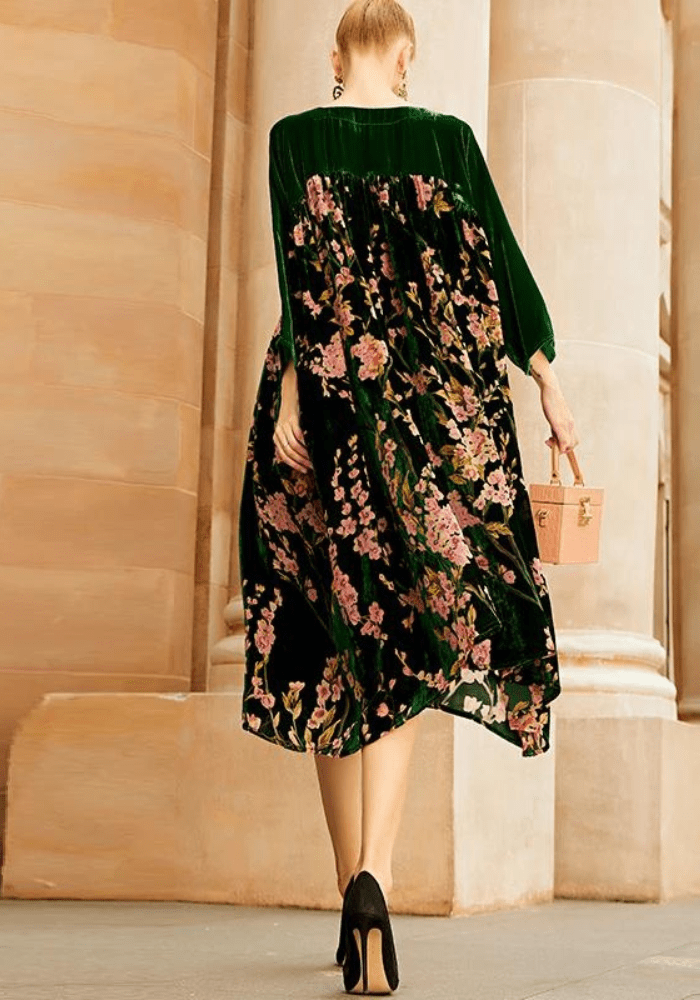 Robe trapèze velours fleurie