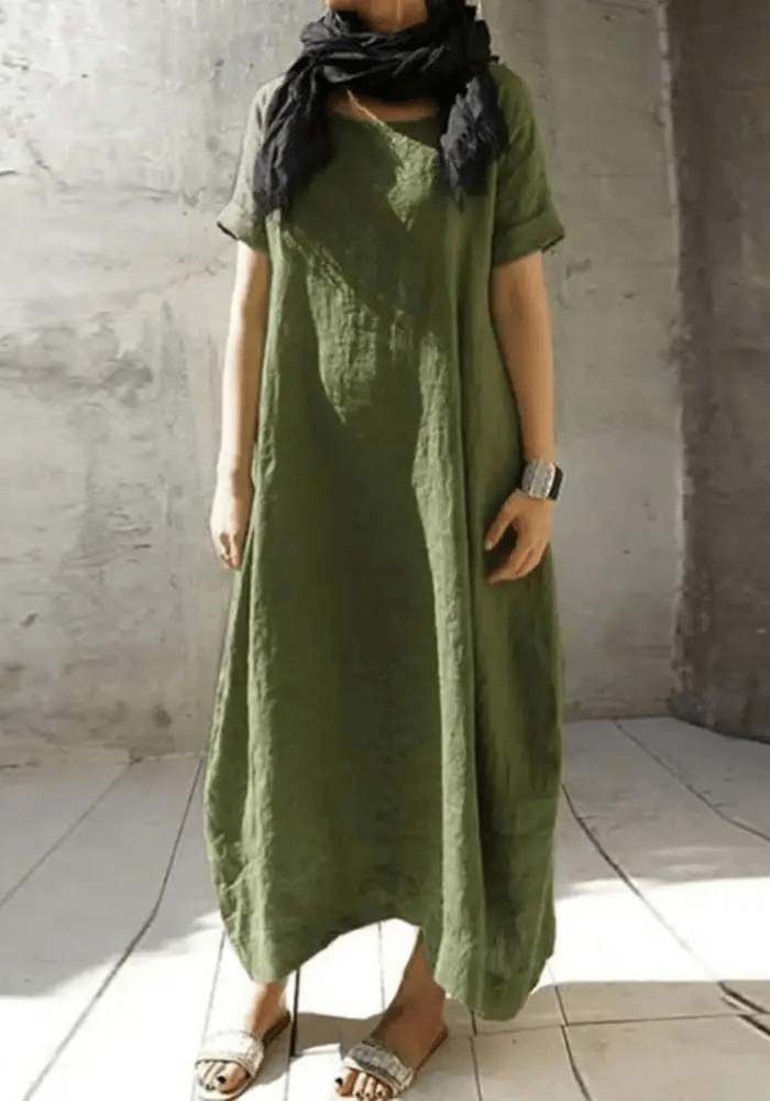 Robe trapèze verte olive