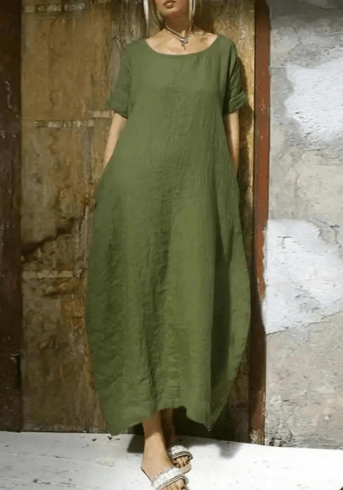 Robe trapèze verte olive